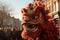 A festive chinese dragon at a chinese new year festival during the day.