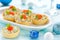 Festive Christmas appetizer tartlets stuffed with salmon salad a