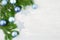 Festive christmas background with blue and silver xmas decoration and xmas tree