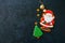 Festive Christmas background, Cookies with image of Santa, fir t