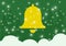 Festive Christmas bell on a background of snowflakes