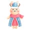 Festive christmas bunny clipart.Cute little bunny with antlers,pink scarf,blue beanie,pink and blue dress