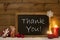 Festive Christmas Card, Blackboard, Snow, Candles, Thank You