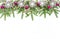 Festive Christmas horizontal banner for design template or mockup  with copy space. New Year`s garland of live spruce branches an