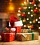 Festive Christmas Presents with Santa Hat