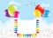 Festive colorful balloons and banner