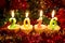 Festive colorful card with candles 2016 on Christmas tinsel background