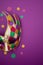 Festive, colorful mardi gras or carnivale mask and accessories. Party invitation, greeting card, venetian carnivale celebration