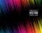 Festive comic diagonal dash speed line gradient of iridescent rainbow color on black background. Design element. Vector