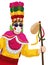 Festive Congo dancer holding a traditional wand for Barranquilla`s Carnival, Vector illustration