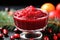 festive cranberry sauce in classic glass bowl