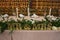 festive decor banquet hall garlands gold floral