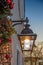 Festive decoration at christmas time - house front with lantern