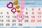 Festive decoration sheet calendar on valentines day