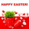 Festive decoration with white red easter eggs