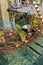 Festive decorations for Easter holiday on the village fountains of the small town of Maienfeld in the Swiss Alps