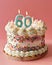 A festive delicious birthday cake with number 60 candle
