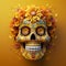 Festive Dia de Los Muertos Background with Sugar Skulls, Marigolds, and Hispanic Heritage Theme. Generative AI