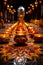 Festive Diwali lights illuminated oil lamps and intricate floral mandala