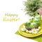 Festive Easter table setting with decorations, isolated