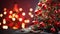 Festive Elegance Christmas Tree with Red Balls and Stars, Embracing the Holiday Spirit. created with Generative AI