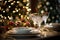 Festive Elegance: Fine Dining Set-Up with Majestic Christmas Tree Backdrop