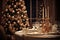 Festive Elegance: Fine Dining Set-Up with Majestic Christmas Tree Backdrop