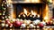 Festive Elegance: Ornate Christmas Ornaments by the Fireside