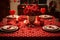 Festive Family Dinner Setting for Valentine\\\'s Day Celebration