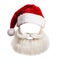 A festive Father Christmas beard and hat isolated on a plain background. Santa costume