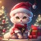 Festive Feline: Cat in Christmas Attire with Gifts