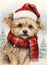 Festive Fido: A Whimsical Winter Illustration of a Dog in a Sant