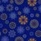 Festive fireworks on dark blue background seamless pattern. Vector illustration
