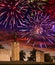 Festive fireworks over a monument Che Guevara. Cuba. Santa Clara