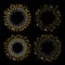 Festive fireworks. Star sparkle sunburst round frame set. Golden shine line burst. Merry Christmas. Happy New Year decoration.