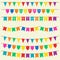 Festive flag set. Bunting flags, garland and pennants collection. Holiday, birthday, festival decoration. Vector illustration