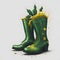 Festive Flair - Saint Patrick\\\'s Day Boots Bursting with Greenery and Gold