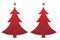 Festive flat red fading Christmas tree set, vector illustration
