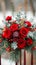 Festive floral charm Winter wedding decor featuring beautiful red roses