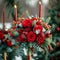 Festive floral charm Winter wedding decor featuring beautiful red roses