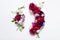 Festive flower arrangement of peonies on a white background