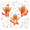 Festive funny cat collection in confetti background