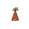 Festive funny hat with stripes hand drawn doodle style. Element in cartoon color style