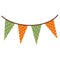 Festive garland vector icon. Polka dot triangular flags. Cute banner on a rope. Isolated illustration on white. Decorations for a