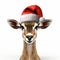 Festive Gazelle With Red Nose And Santa Hat 3d Rendering