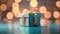 Festive Gift Box Illuminated by Bokeh Background for Joyful Occasions and Heartfelt Greetings. created with Generative AI