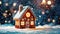 Festive Gingerbread Home with Bokeh Winter Glow - Generative AI