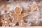 Festive gingerbread on wooden background