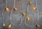 Festive gray christmas background with garland lanterns