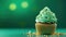 Festive Green Cupcake with Sprinkles for St. Patrick's Day Celebration - Generative AI